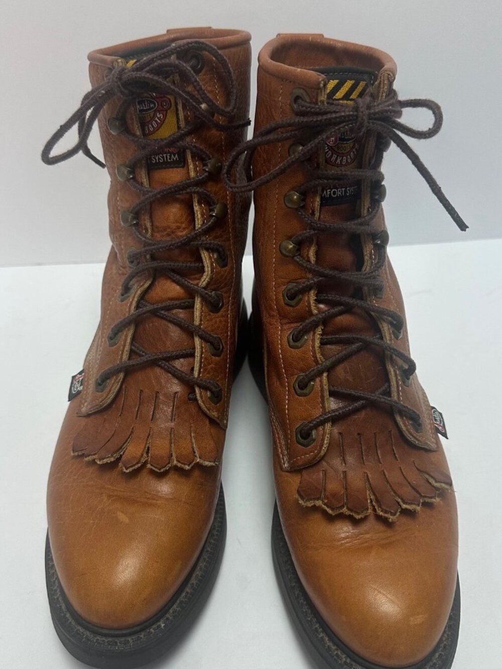 Justine Women's 6.5 B Brown Leather Ankle Work Boots Western Style